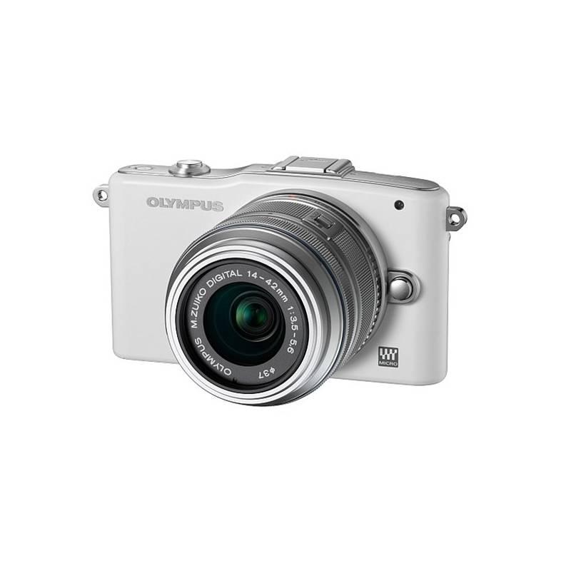 Digitální fotoaparát Olympus E-PM1 Kit 14-42mm 1:3.5-5.6 II R stříbrný/bílý, digitální, fotoaparát, olympus, e-pm1, kit, 14-42mm, 5-5, stříbrný, bílý