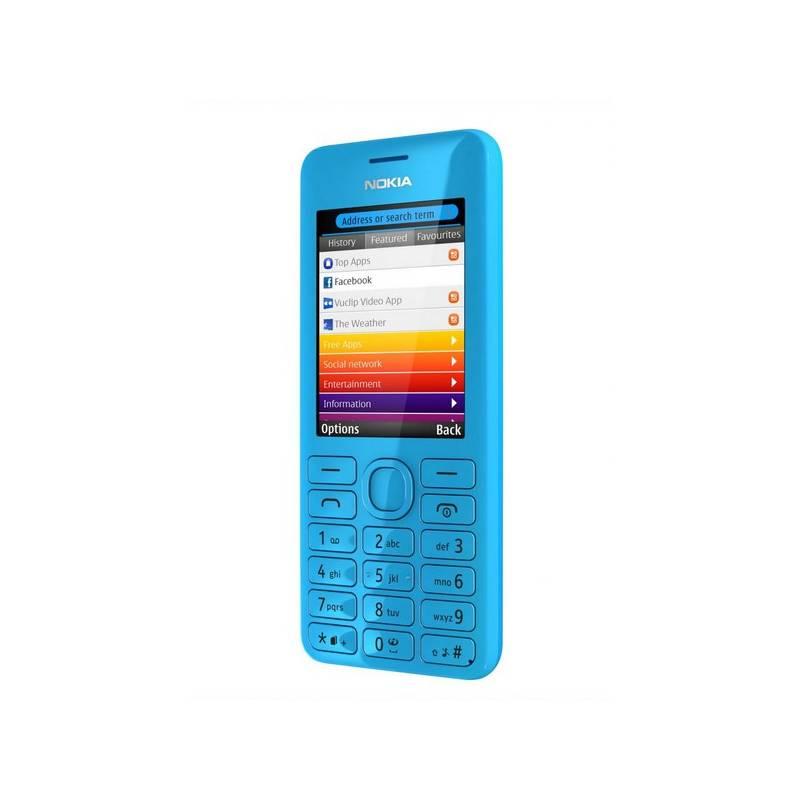 Mobilní telefon Nokia Asha 206 Dual Sim (0023N07) modrý, mobilní, telefon, nokia, asha, 206, dual, sim, 0023n07, modrý