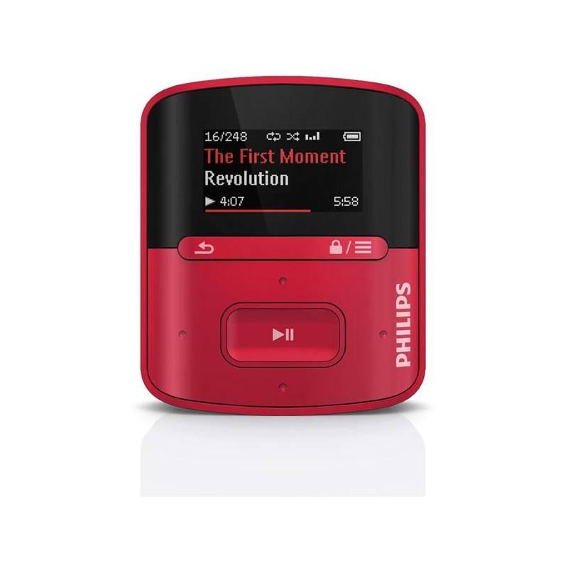 MP3 přehrávač Philips Raga SA4RGA02RF červený, mp3, přehrávač, philips, raga, sa4rga02rf, červený