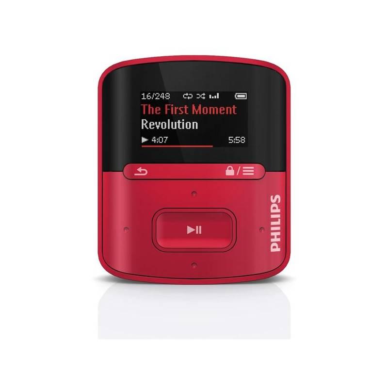 MP3 přehrávač Philips Raga SA4RGA04RF červený, mp3, přehrávač, philips, raga, sa4rga04rf, červený