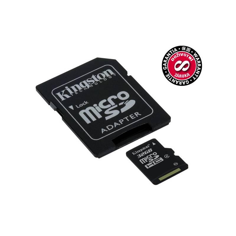 Paměťová karta Kingston MicroSDHC 32GB Class4  + adapter (SDC4/32GB), paměťová, karta, kingston, microsdhc, 32gb, class4, adapter, sdc4