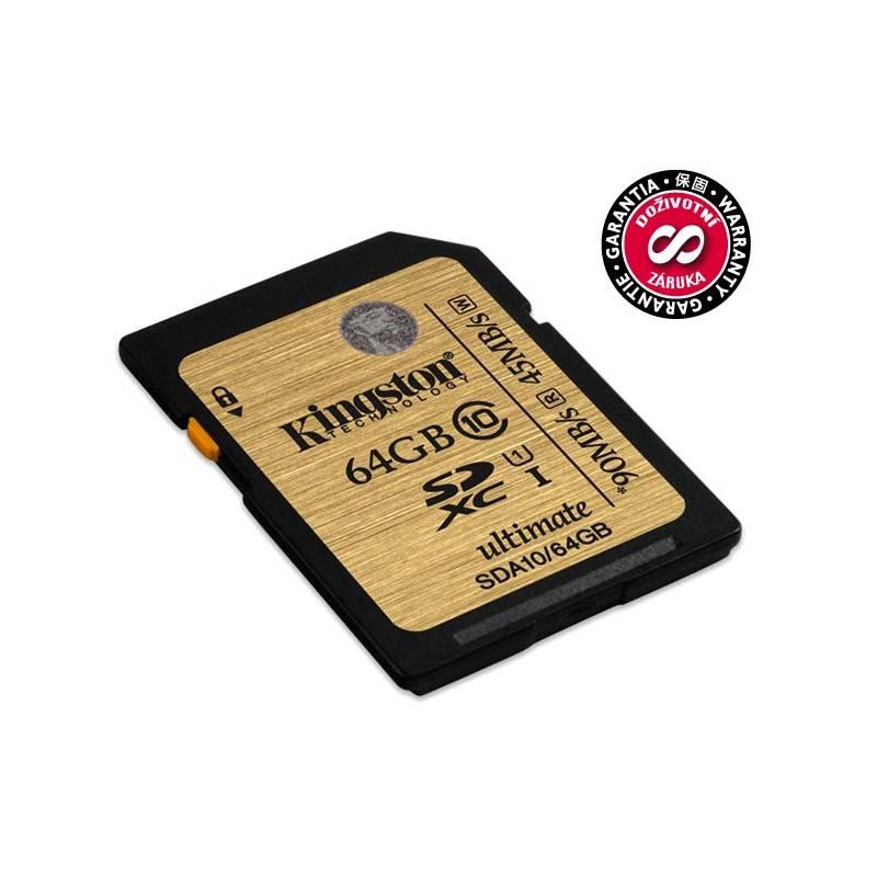 Paměťová karta Kingston SDXC Ultimate 64GB Class 10 UHS-I (SDA10/64GB), paměťová, karta, kingston, sdxc, ultimate, 64gb, class, uhs-i, sda10