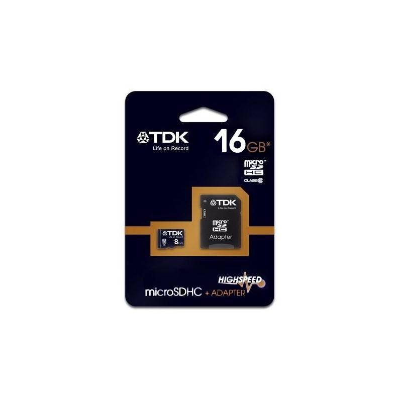 Paměťová karta TDK Micro SDHC 16GB Class 10 + adaptér (t78727) šedá, paměťová, karta, tdk, micro, sdhc, 16gb, class, adaptér, t78727, šedá
