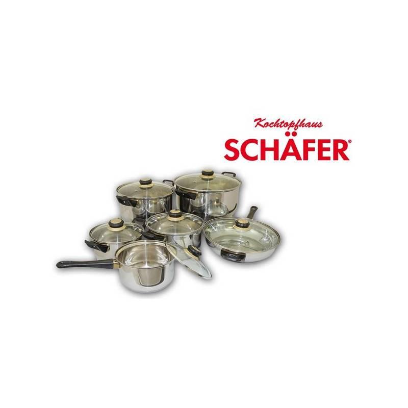 POS materiál - Sada hrnců Schäfer, 12 dílů, nerez + sklo (vrácené zboží 8414002872), pos, materiál, sada, hrnců, schäfer, dílů, nerez, sklo, vrácené