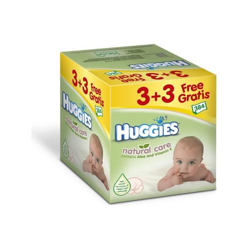 Ubrousky čistící Huggies Natural Care 3+3 Gratis (64x6), ubrousky, čistící, huggies, natural, care, gratis, 64x6
