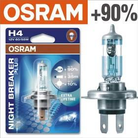 Autožárovka Osram 12V H4 60/55W P43t 1ks Night Breaker Plus +90%