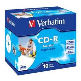 Disk Verbatim CD-R 700MB/80min. 52x, printable, jewel box, 10ks (43325)