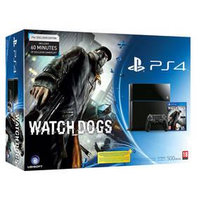 Herní konzole Sony PlayStation 4 500GB + hra Watch Dogs (PS719419013) černá