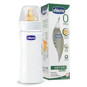 Kojenecká láhev Chicco sklo 240 ml, kauč.d., 0+