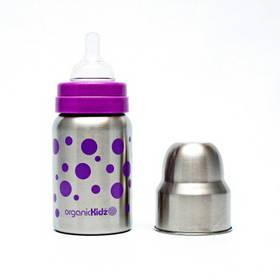 Kojenecká láhev Organic Kidz Láhev 270ml - fialové puntíky