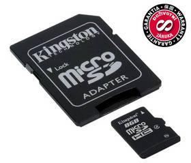 Paměťová karta Kingston MicroSDHC 8GB Class4  + adapter (SDC4/8GB)