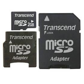 Paměťová karta Transcend Micro SD 2GB + 2x adapter (TS2GUSD-2) šedá