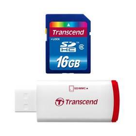 Paměťová karta Transcend SDHC 16GB Class6 + USB reader (TS16GSDHC6-P2) modrá