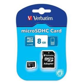 Paměťová karta Verbatim Micro SDHC 8GB Class 4 + adaptér (43967) černá