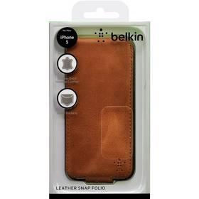 Pouzdro na mobil Belkin Premium Folio pro iPhone 5 světle hnědé (F8W236vfC00) hnědé