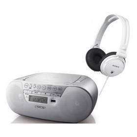 Radiopřijímač s CD Sony ZS-PS30V bílý + sluchátka MDRV150W (ZSPS30V150WPI.YS)