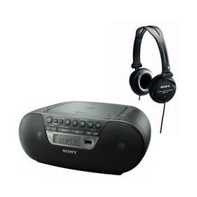 Radiopřijímač s CD Sony ZS-PS30V černý + sluchátka MDRV150 (ZSPS30V150BPI.YS)