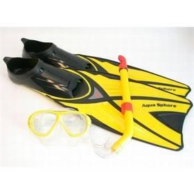 Šnorchlovací set Aqua Sphere Coral brýle, Coral šnorchl, Grand Prix ploutve , síťovaná taška vel. 46/47 žlutý