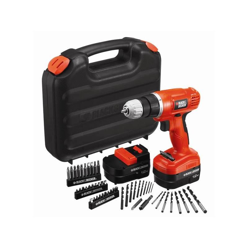 Aku vrtačka, akušroubovák Black-Decker EPC12CBKA50 + 50 ks příslušenství červená, aku, vrtačka, akušroubovák, black-decker, epc12cbka50, příslušenství