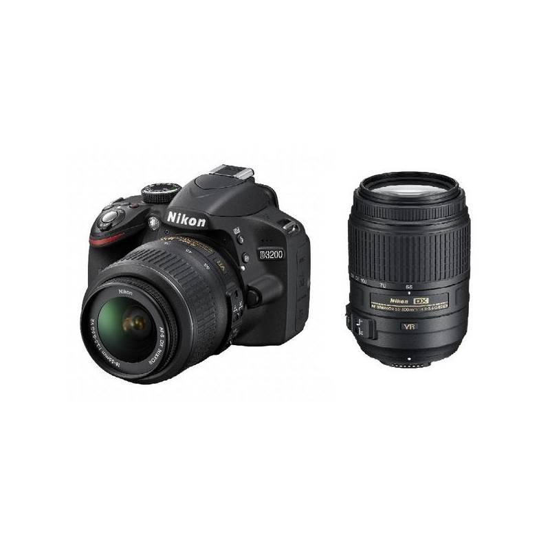 Digitální fotoaparát Nikon D3200 + 18-55 AF-S DX VR + 55-200 AF-S VR, digitální, fotoaparát, nikon, d3200, 18-55, af-s, 55-200