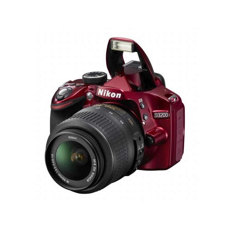 Digitální fotoaparát Nikon D3200 + 18-55 AF-S DX VR II červený, digitální, fotoaparát, nikon, d3200, 18-55, af-s, červený