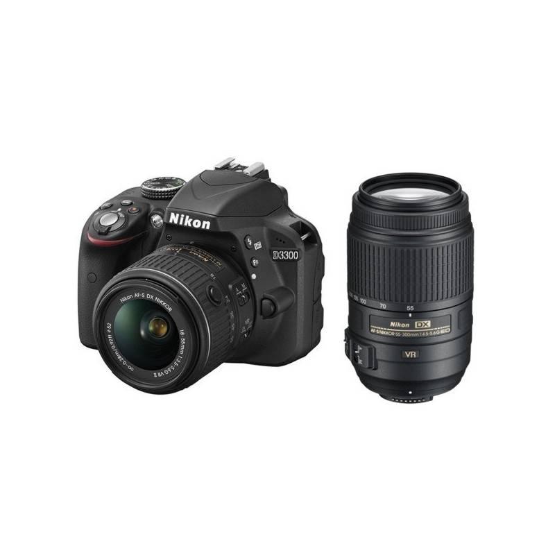 Digitální fotoaparát Nikon D3300 + 18-55 AF-S DX VR II + 55-300 VR černý, digitální, fotoaparát, nikon, d3300, 18-55, af-s, 55-300, černý