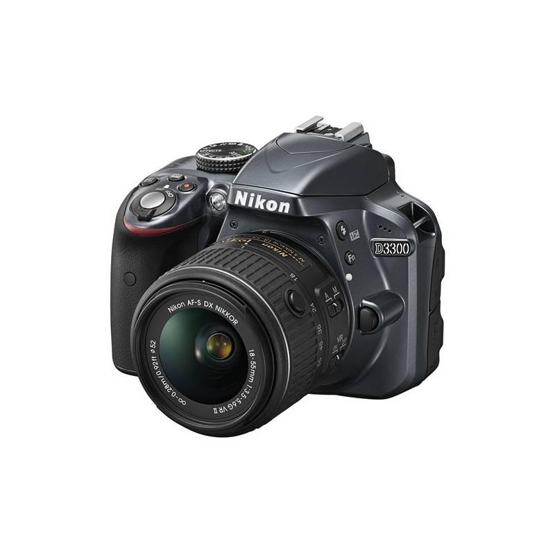 Digitální fotoaparát Nikon D3300 + 18-55 AF-S VR II šedý, digitální, fotoaparát, nikon, d3300, 18-55, af-s, šedý
