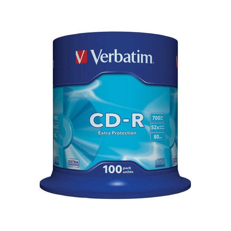 Disk Verbatim CD-R 700MB/80min, 52x, Extra Protection, 100-cake (43411) (Náhradní obal / Silně deformovaný obal 2100017321), disk, verbatim, cd-r, 700mb, 80min, 52x, extra, protection, 100-cake, 43411