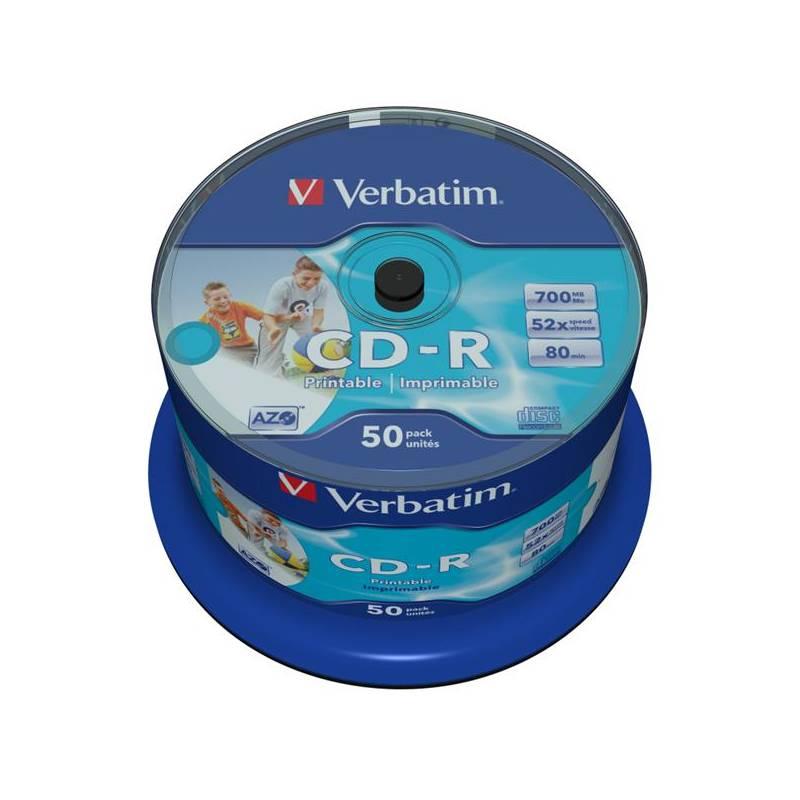 Disk Verbatim CD-R 700MB/80min, 52x, printable, 50-cake (43438), disk, verbatim, cd-r, 700mb, 80min, 52x, printable, 50-cake, 43438
