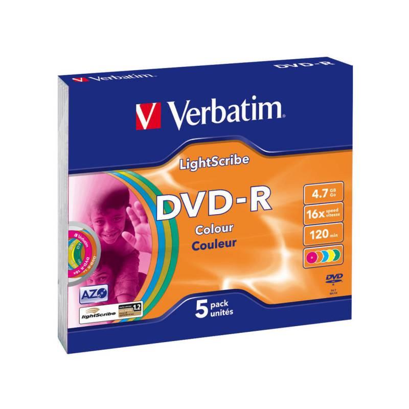 Disk Verbatim DVD-R 4,7GB, 16x, Lightscribe, slim, 5ks (43674), disk, verbatim, dvd-r, 7gb, 16x, lightscribe, slim, 5ks, 43674
