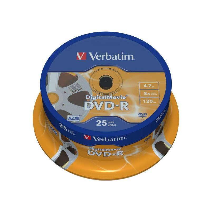 Disk Verbatim DVD-R 4,7GB, 8x, DigitalMovie, 25-cake (43766), disk, verbatim, dvd-r, 7gb, digitalmovie, 25-cake, 43766