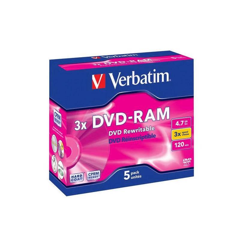Disk Verbatim DVD-RAM  4,7GB 3x jewel box, 5ks (43450), disk, verbatim, dvd-ram, 7gb, jewel, box, 5ks, 43450