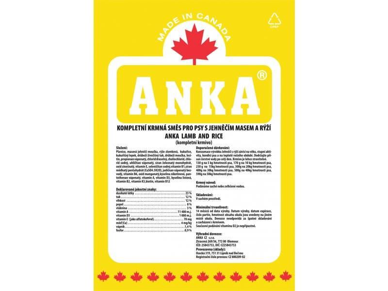 Granule ANKA Lamb and Rice 10 kg, granule, anka, lamb, and, rice