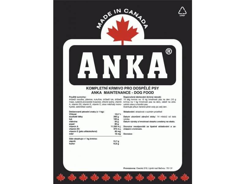 Granule ANKA Maintenance 10 kg , pro dospělé psy všech plemen, granule, anka, maintenance, pro, dospělé, psy, všech, plemen