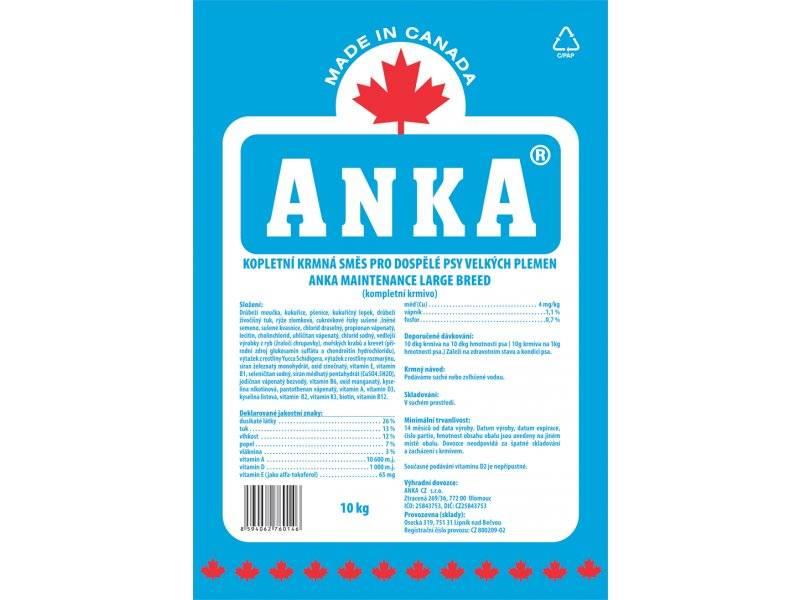 Granule ANKA Maintenance Large Breed 10 kg , pro dospělé psy, granule, anka, maintenance, large, breed, pro, dospělé, psy