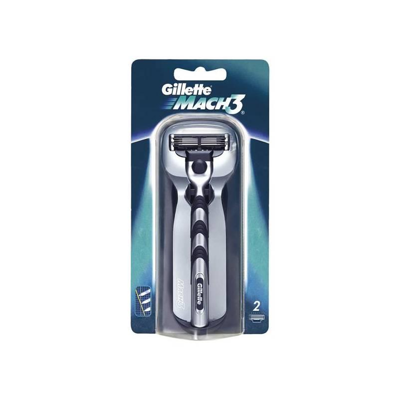 Holicí strojek Gillette Mach3 strojek +2 náhradní hlavice černý/stříbrný, holicí, strojek, gillette, mach3, náhradní, hlavice, černý, stříbrný