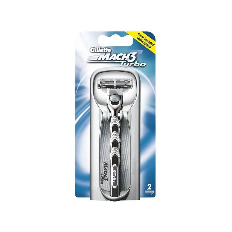 Holicí strojek Gillette Mach3 Turbo +2 náhradní hlavice černý/stříbrný, holicí, strojek, gillette, mach3, turbo, náhradní, hlavice, černý, stříbrný
