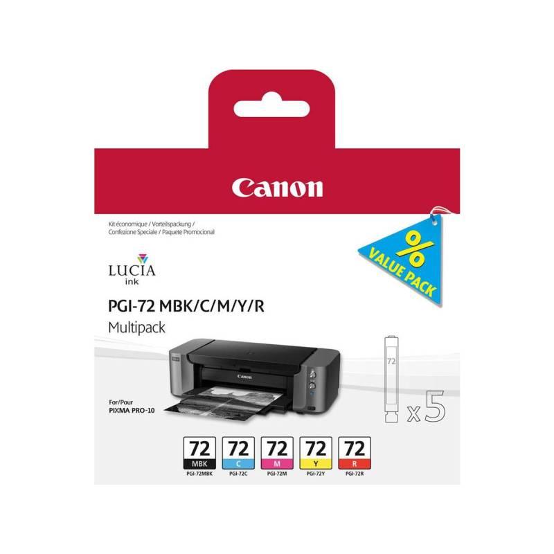 Inkoustová náplň Canon PGI-72 MBK/C/M/Y/R (6402B009) černá/červená/modrá/žlutá, inkoustová, náplň, canon, pgi-72, mbk, 6402b009, černá, červená, modrá, žlutá