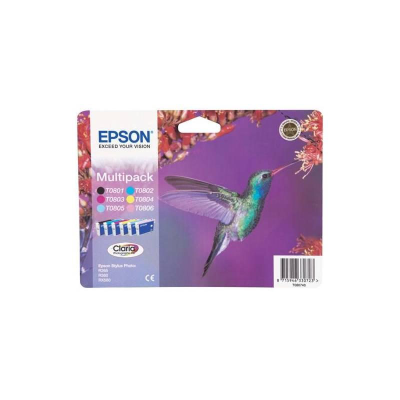 Inkoustová náplň Epson T0807 (C13T08074011) černá/červená/modrá/žlutá, inkoustová, náplň, epson, t0807, c13t08074011, černá, červená, modrá, žlutá