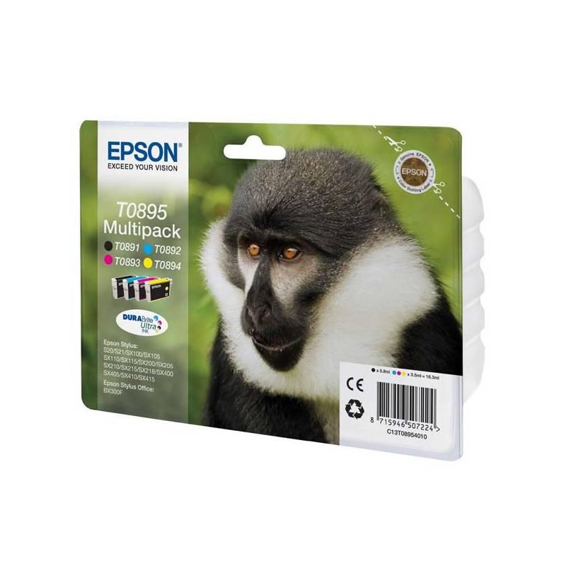 Inkoustová náplň Epson T0895, 5,8ml (C13T08954020) černá/červená/modrá/žlutá, inkoustová, náplň, epson, t0895, 8ml, c13t08954020, černá, červená, modrá, žlutá