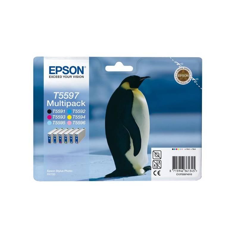 Inkoustová náplň Epson T5597, 6x 13ml (C13T55974010) černá/červená/modrá/žlutá, inkoustová, náplň, epson, t5597, 13ml, c13t55974010, černá, červená, modrá, žlutá