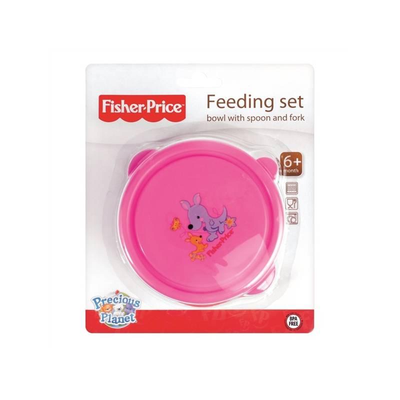 Jídelní souprava Fisher-Price miska+lžička+vidlička růžová, jídelní, souprava, fisher-price, miska, lžička, vidlička, růžová