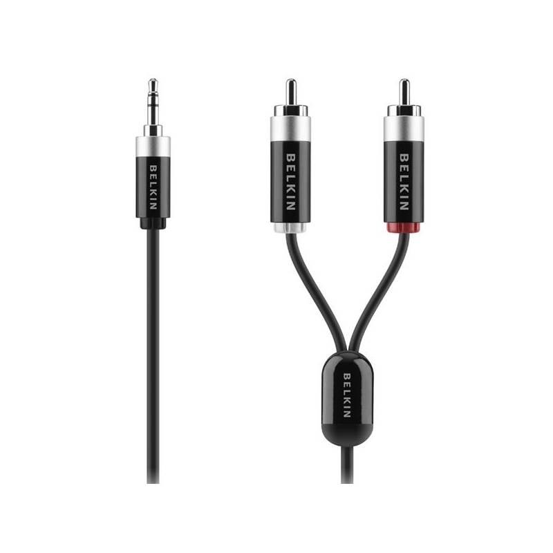 Kabel Belkin Audio Jack 3.5mm 2RCA ProAV1000, 1m (AV10066qp1M) černý, kabel, belkin, audio, jack, 5mm, 2rca, proav1000, av10066qp1m, černý