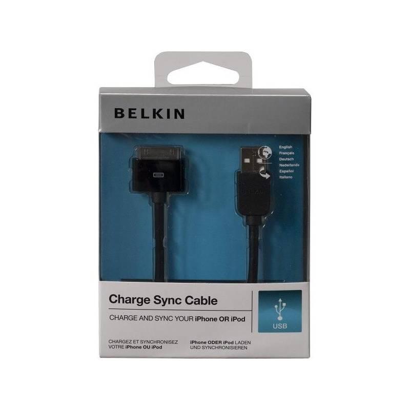 Kabel Belkin synchonizační iPod/iPhone, 1.2m (F8Z328ea04-BLK) černý, kabel, belkin, synchonizační, ipod, iphone, f8z328ea04-blk, černý