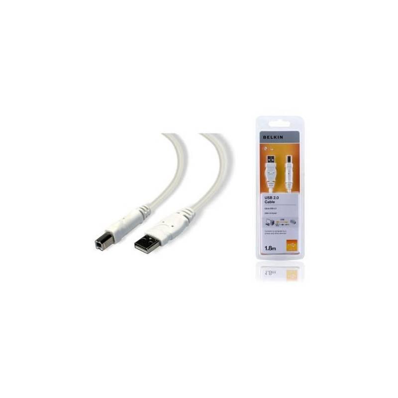 Kabel Belkin USB 2.0 A - B, 1.8m (F3U154cp1.8MWHT) bílý, kabel, belkin, usb, f3u154cp1, 8mwht, bílý