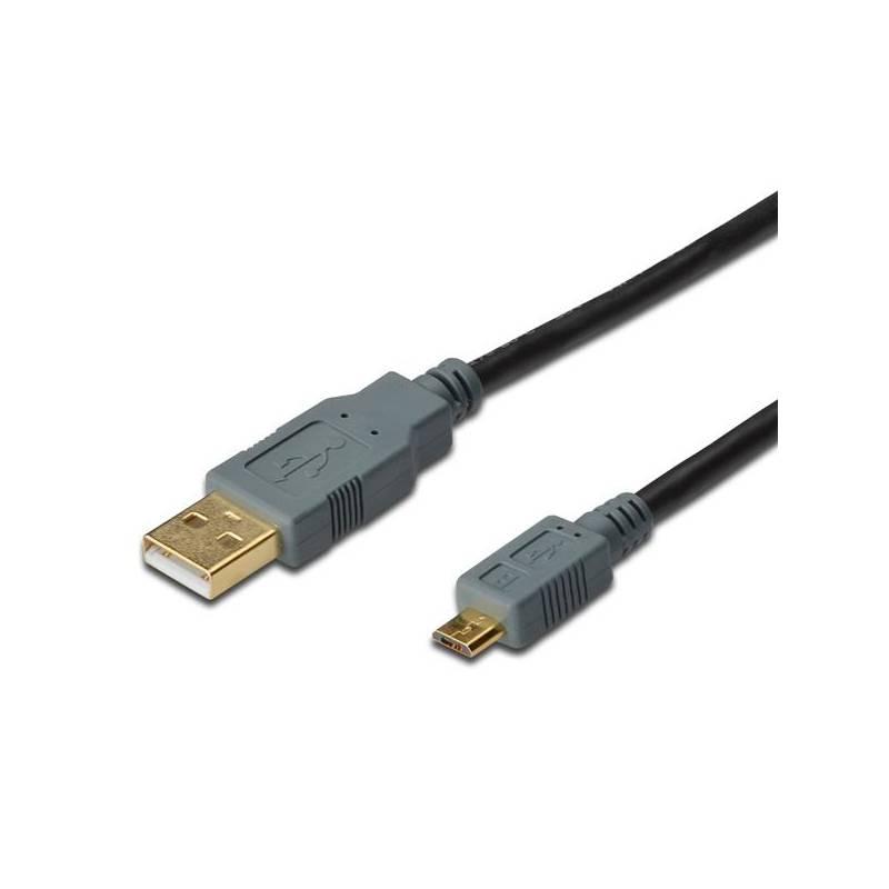 Kabel Digitus USB 2.0 A - microB stíněný, 1m (AK-300110-010-S) černý, kabel, digitus, usb, microb, stíněný, ak-300110-010-s, černý