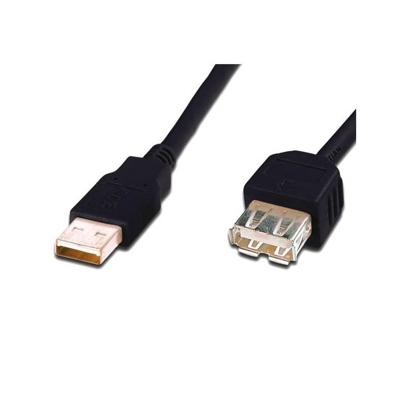 Kabel Digitus USB 2.0 prodlužovací A - A, 5m (AK-300201-050-S) černý, kabel, digitus, usb, prodlužovací, ak-300201-050-s, černý