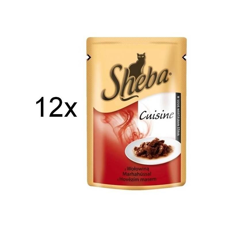 Kapsička Sheba CUISINE hovězí maso ve šťávě 12 x 80g, kapsička, sheba, cuisine, hovězí, maso, šťávě, 80g