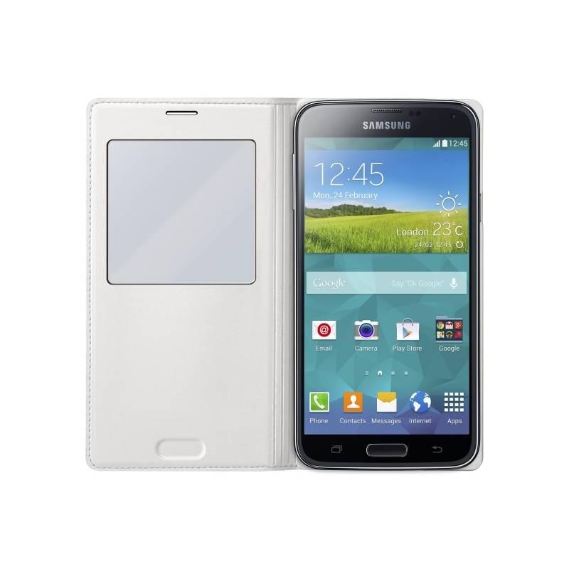 Kryt na mobil Samsung EF-CG900BW flip S-View pro Galaxy S5 (SM-G900) (EF-CG900BWEGWW) bílý, kryt, mobil, samsung, ef-cg900bw, flip, s-view, pro, galaxy, sm-g900, ef-cg900bwegww