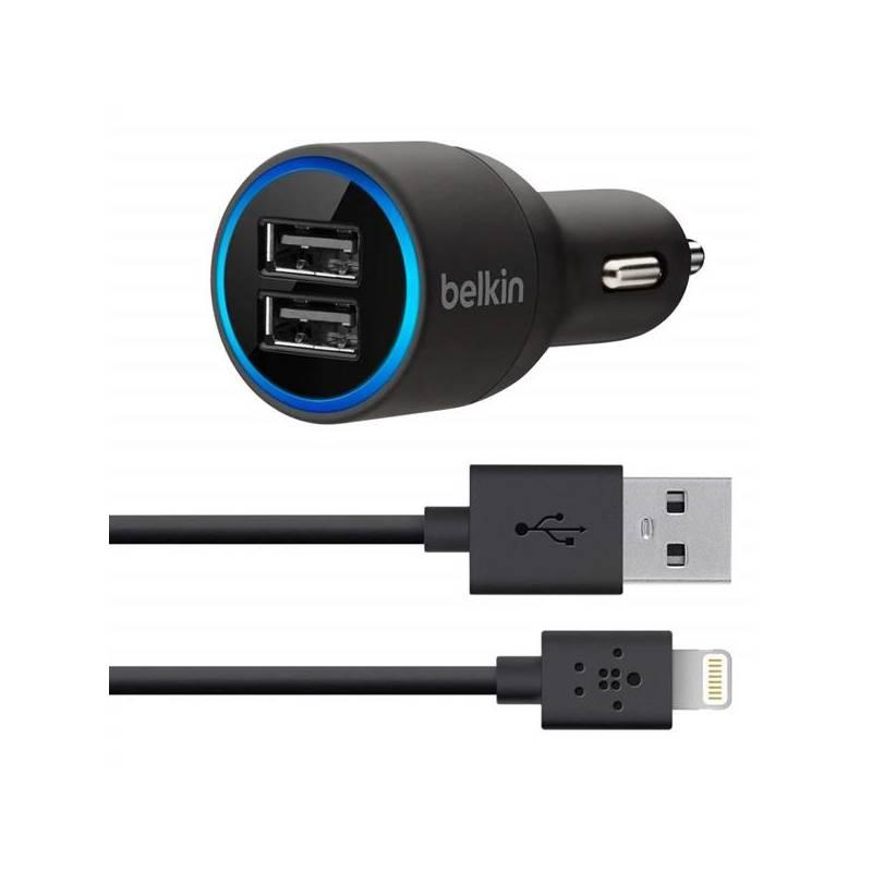 Nabíječka Belkin USB dual 2 x 2.1A + Lightning kabel (F8J071bt04-BLK) černá/modrá, nabíječka, belkin, usb, dual, lightning, kabel, f8j071bt04-blk